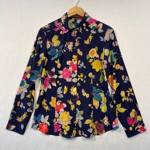 ETRO Women’s Size 42 US 6 Silk Floral Button Up Blouse FLAW